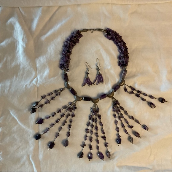 Statement piece. Substantial amethyst and silver necklace main image 3